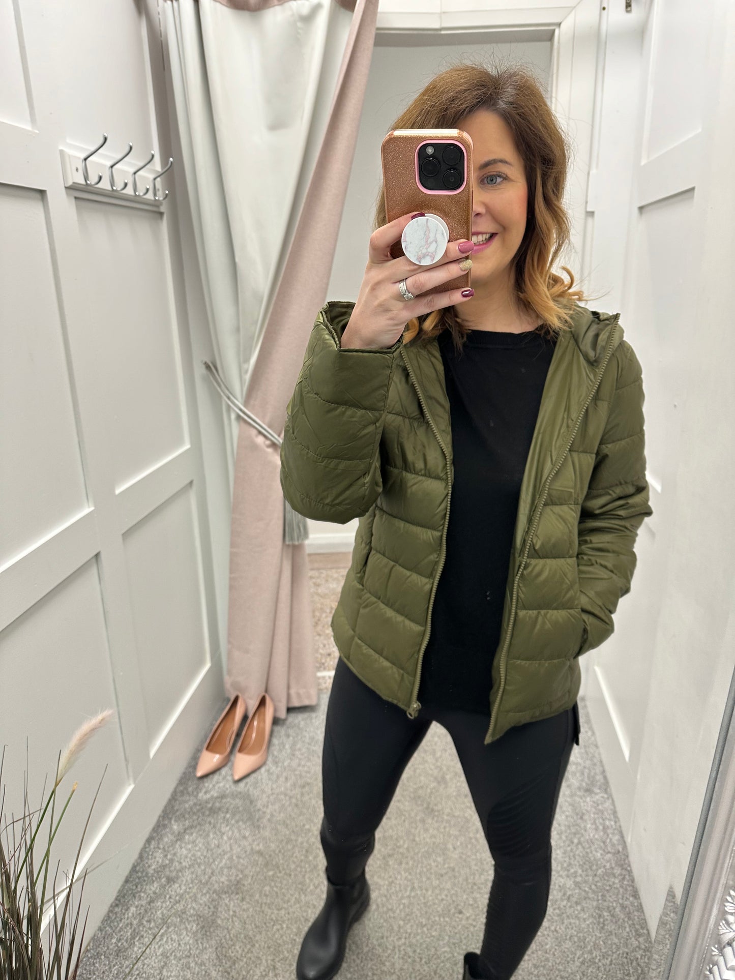 Khaki green padded coat PCbirdie