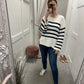 Off white and navy knitted stripe jumper Viching