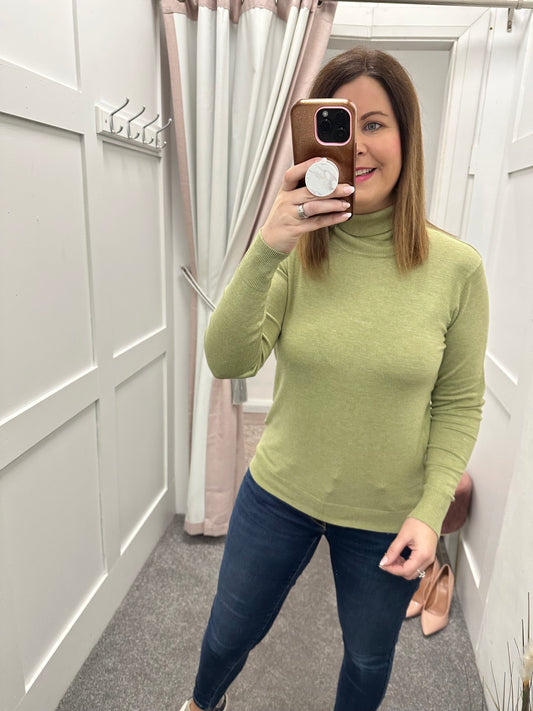 Sage green roll neck fine knit