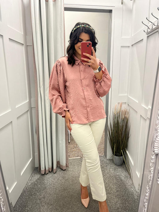 Dusty pink textured Brooke blouse