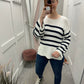 Off white and navy knitted stripe jumper Viching