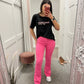 Pink flare jeans  12017