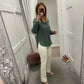 Khaki green v neck shirt