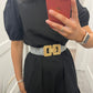 Mariana black and white waist belt