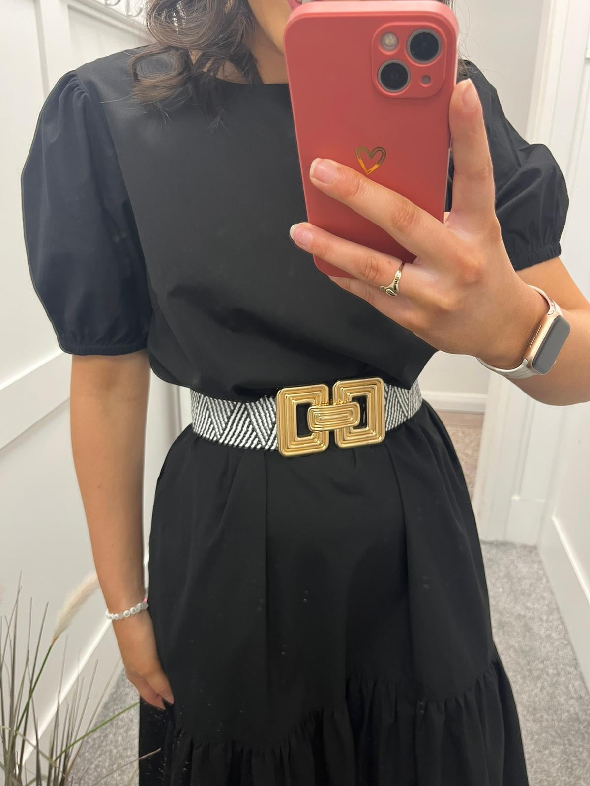 Mariana black and white waist belt