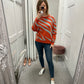 Orange and blue stripe knit jumper