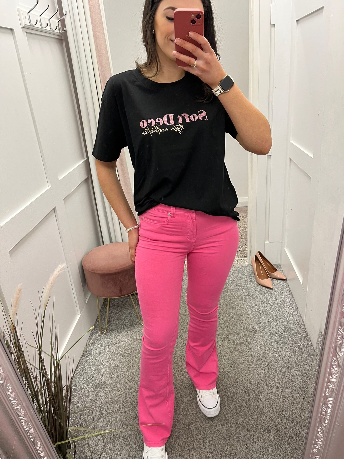 Pink flare jeans  12017