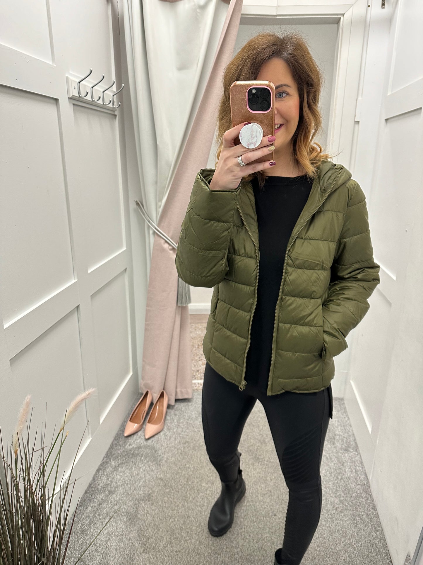 Khaki green padded coat PCbirdie