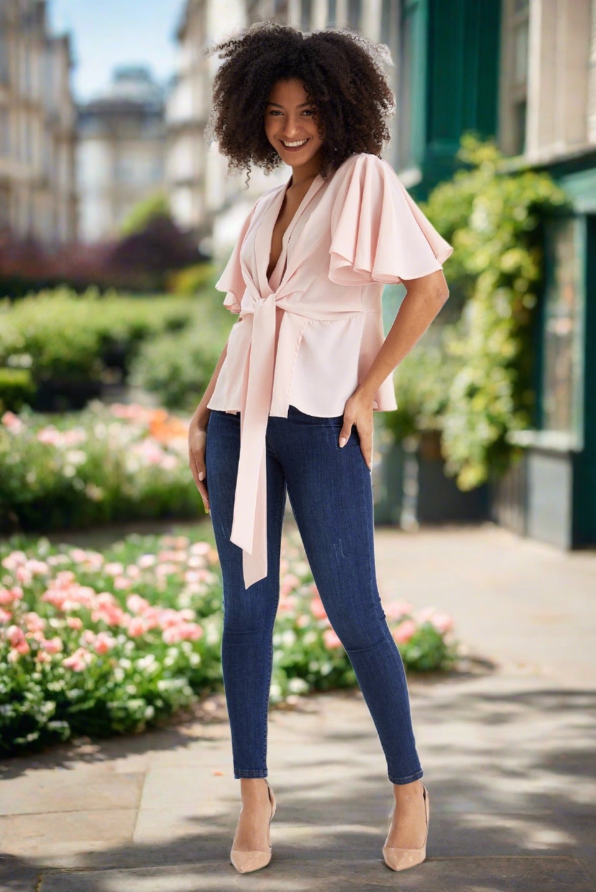 Blush knot top