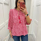 Pink and white leopard print tassel top 23040