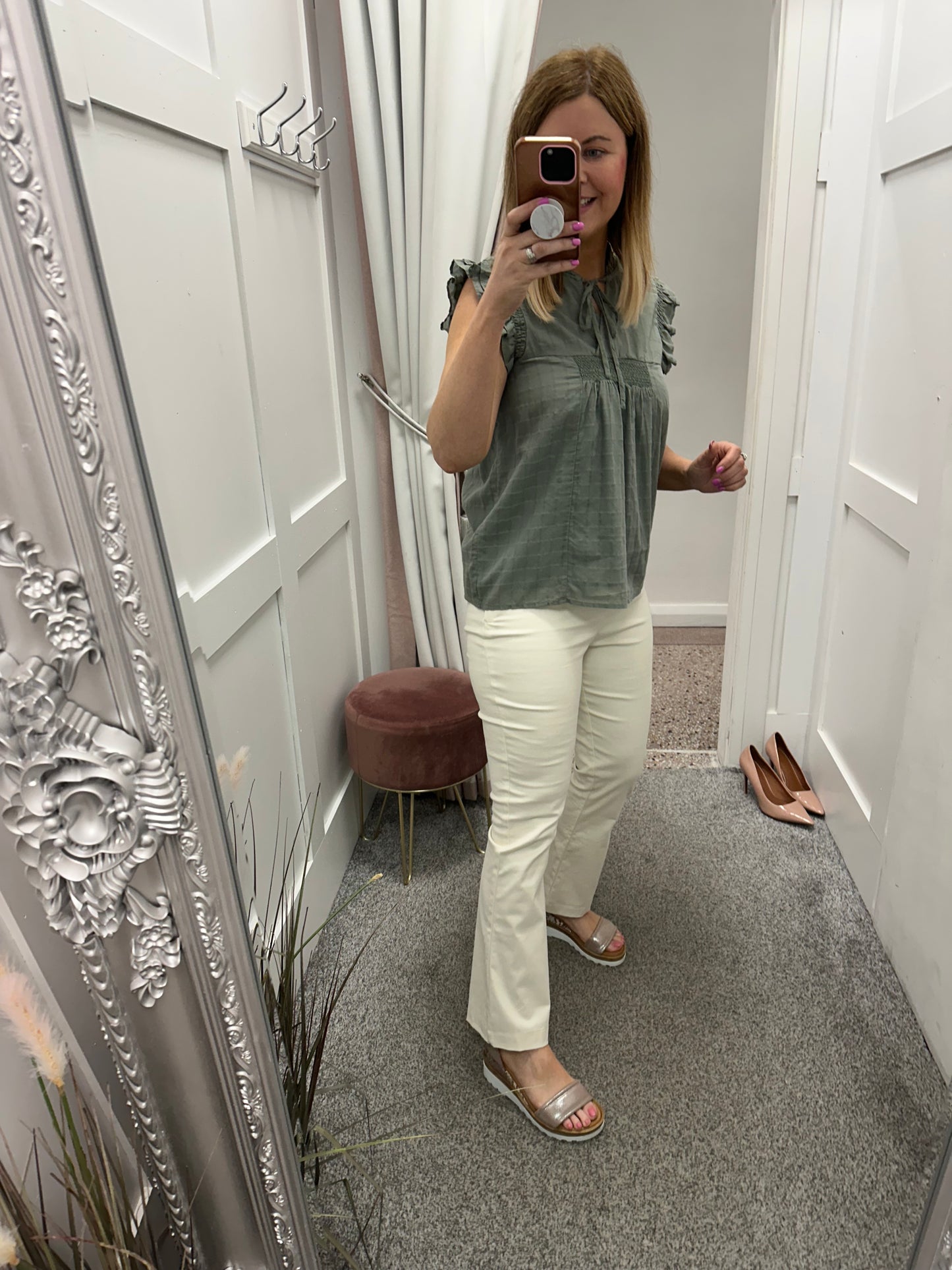 Cream dressy trousers