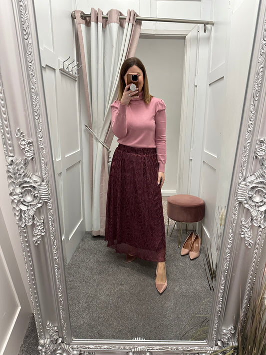 Burgundy shimmer skirt