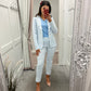 Blue and white trousers