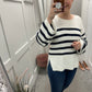 Off white and navy knitted stripe jumper Viching