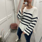 Off white and navy knitted stripe jumper Viching