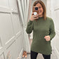 Khaki green fine knit jumper