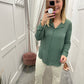 Khaki green v neck shirt