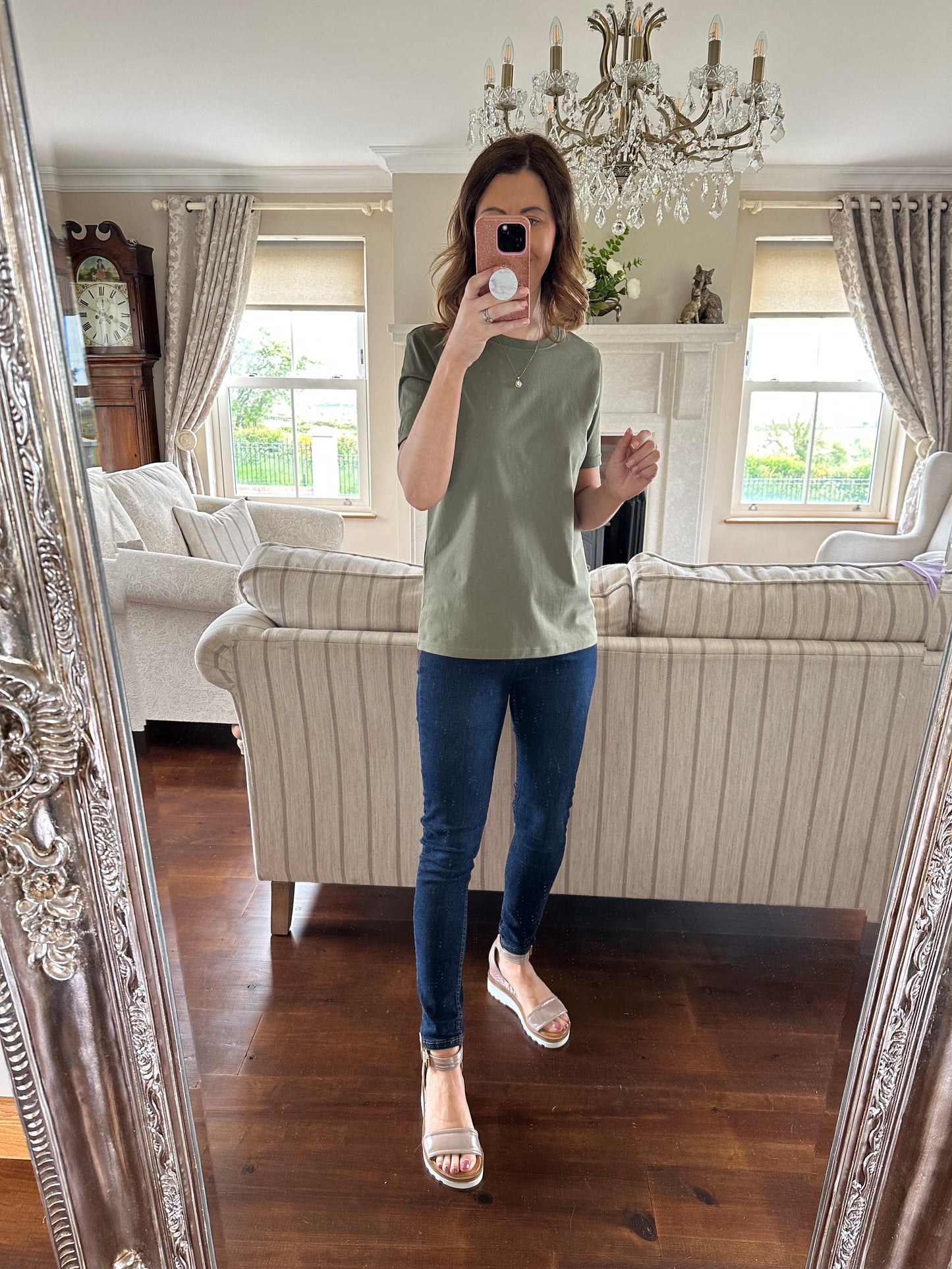 Khaki green pcria t shirt