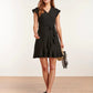 Black ruffle A line mini dress 23057