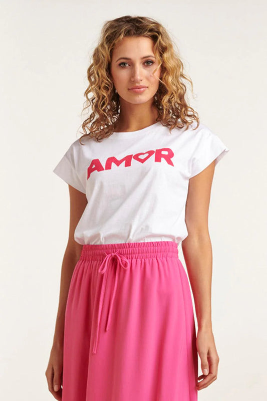White amor slogan heart t shirt 23203