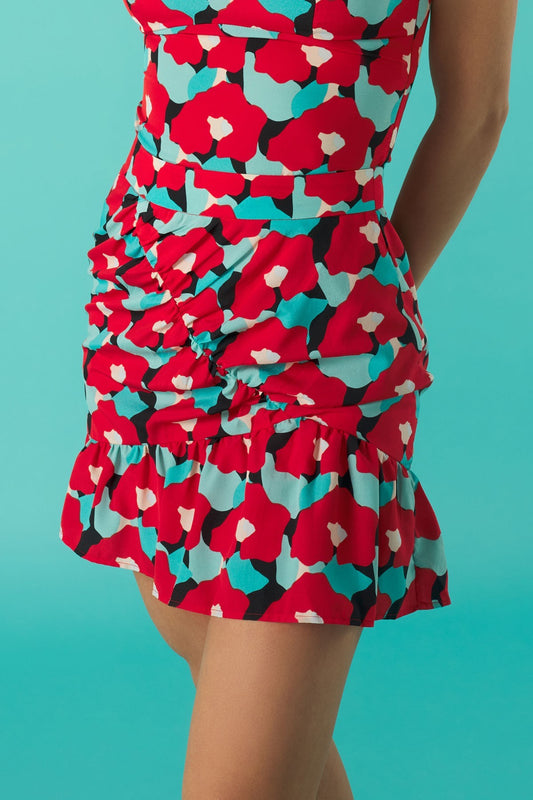 Sendy red, turquoise and black skirt