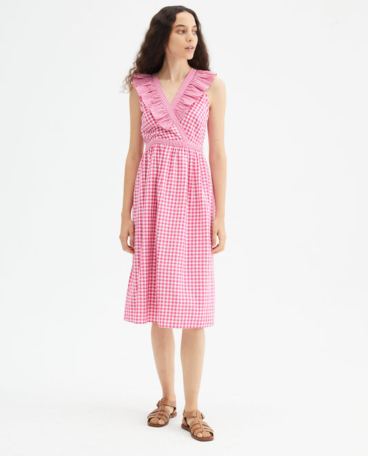 pink and white gingham dress 11071