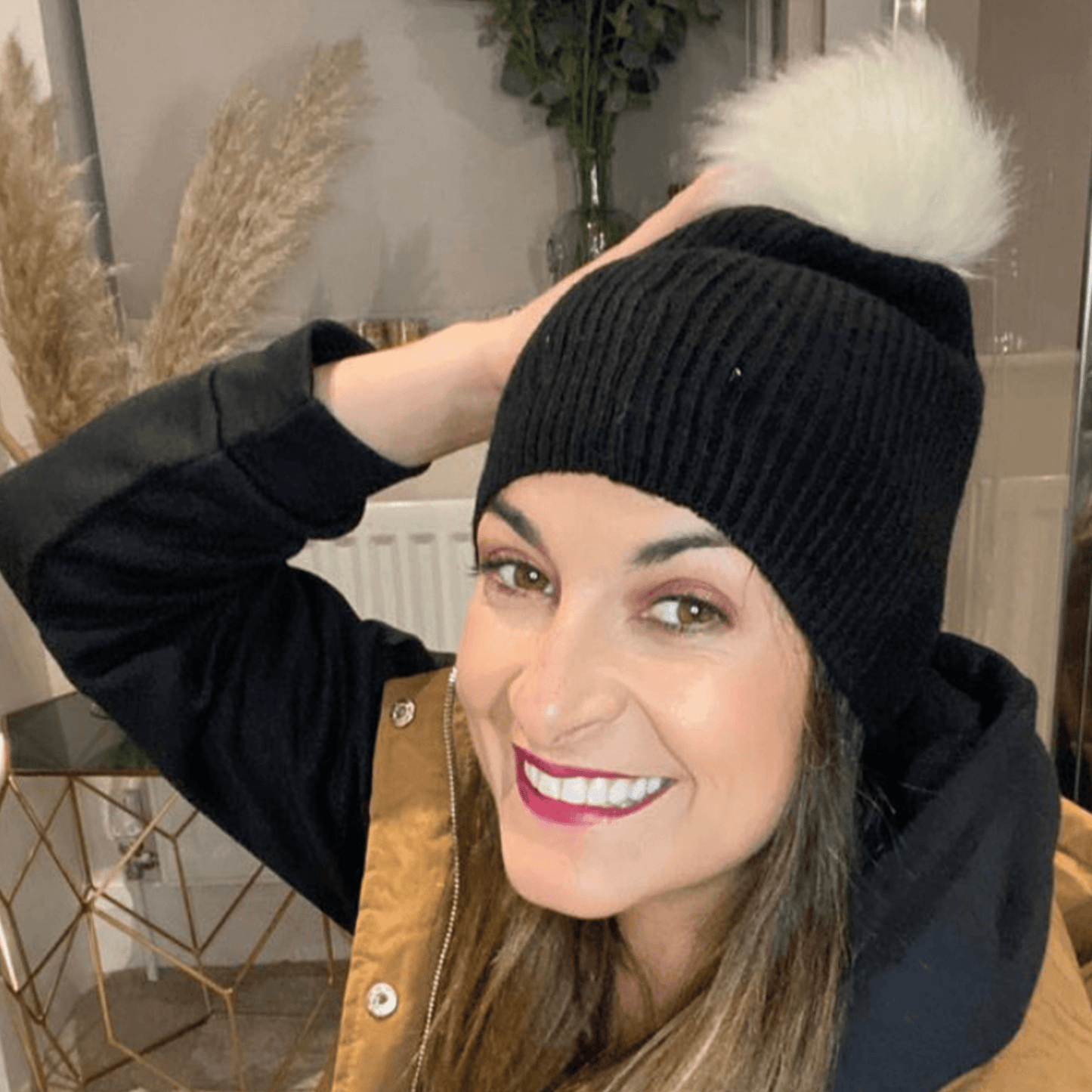 PCBINA Black Pom Pom Hat - Our Secret Boutique Our Secret Boutique