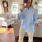 Blue & Cream Pin Stripe Shirt - Our Secret Boutique BYoung