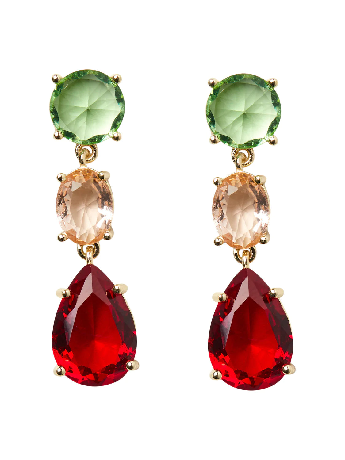 Pcjacky Sage green, clear and ruby drop earrings