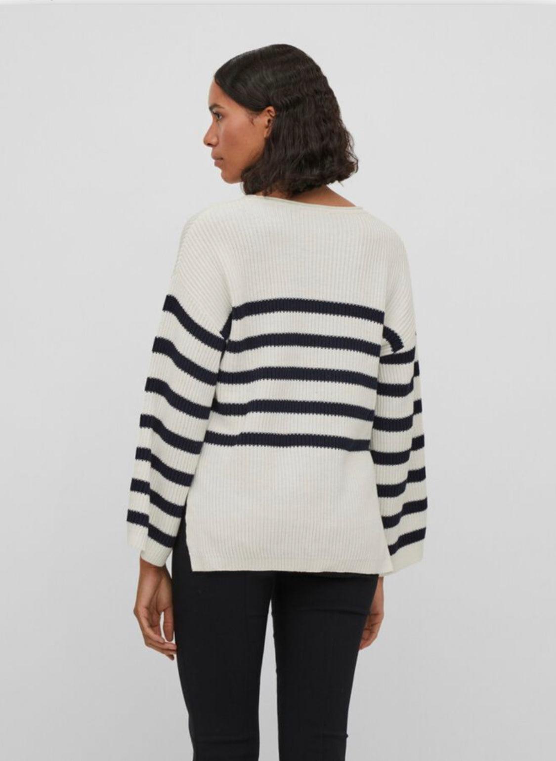 Off white and navy knitted stripe jumper Viching - Our Secret Boutique  Our Secret Boutique