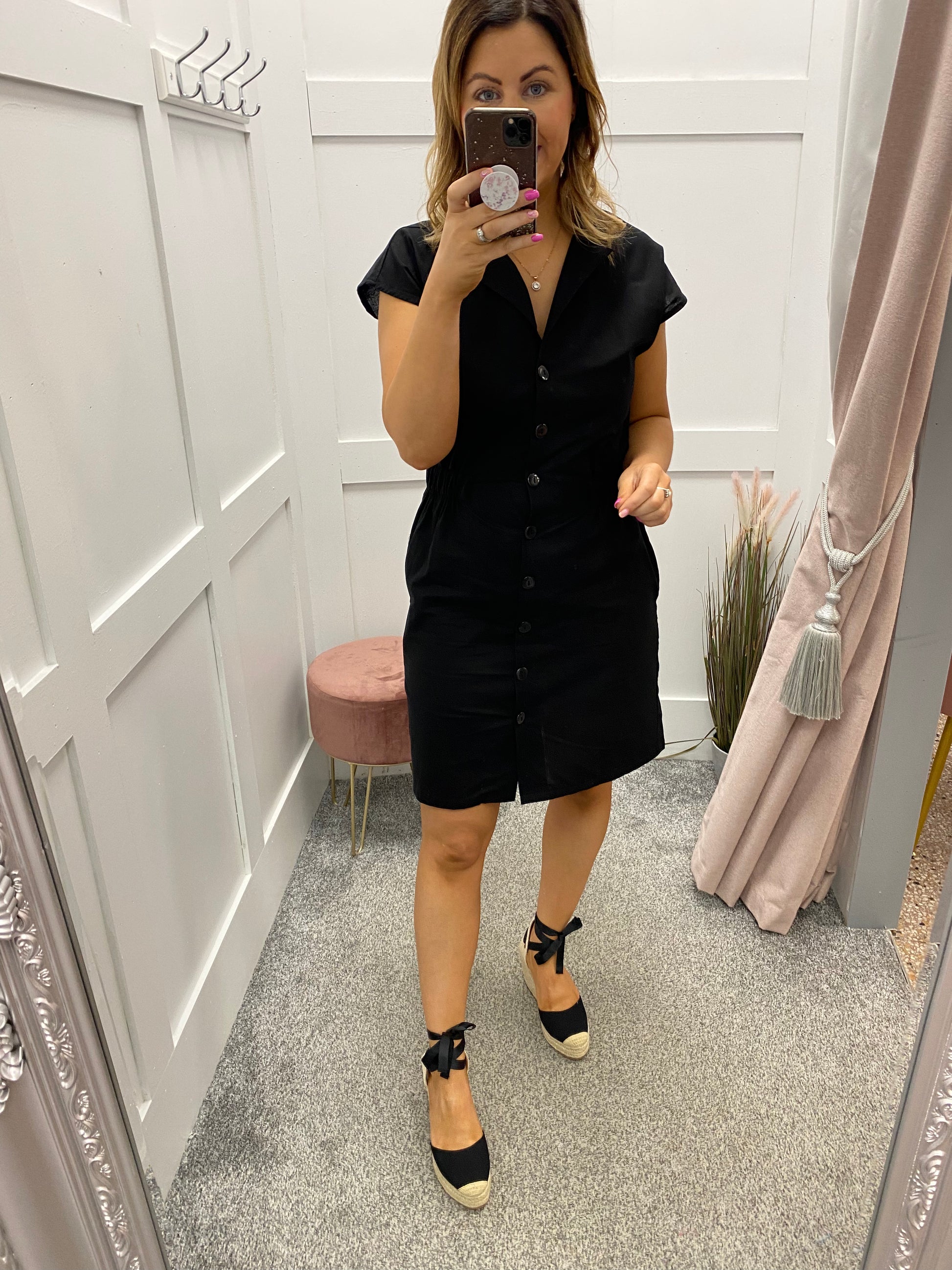 Black button down dress - Our Secret Boutique  Our Secret Boutique