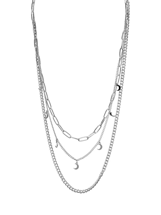 Silver Moon triple chain necklace Mousie