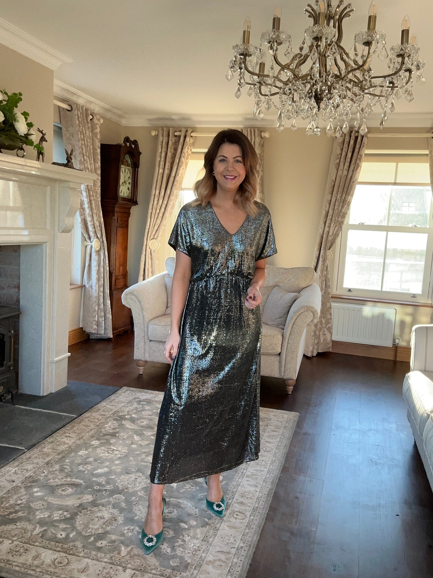 Viaddax gunmetal silver dress