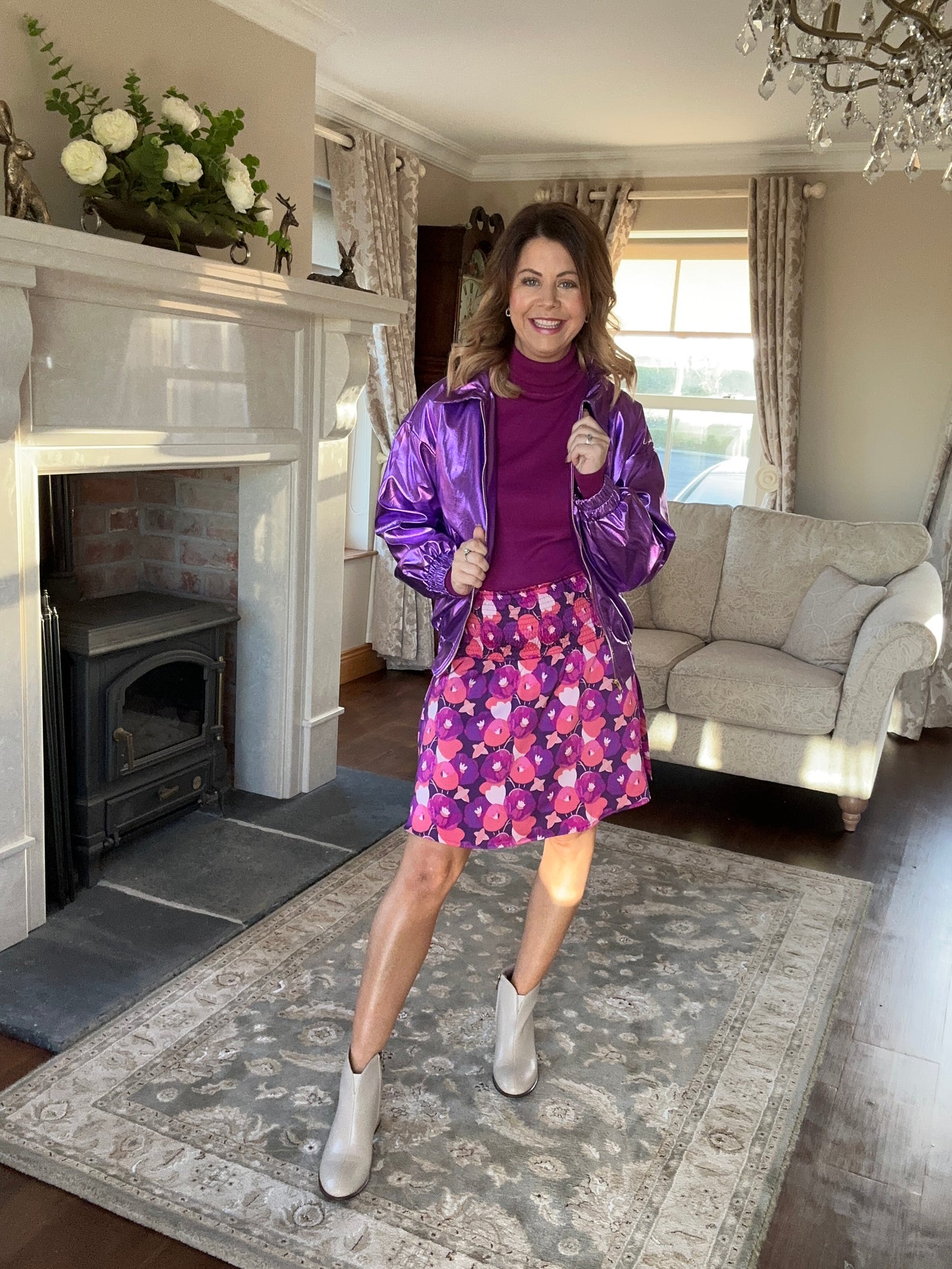 Purple metallic bomber jacket Nicolette