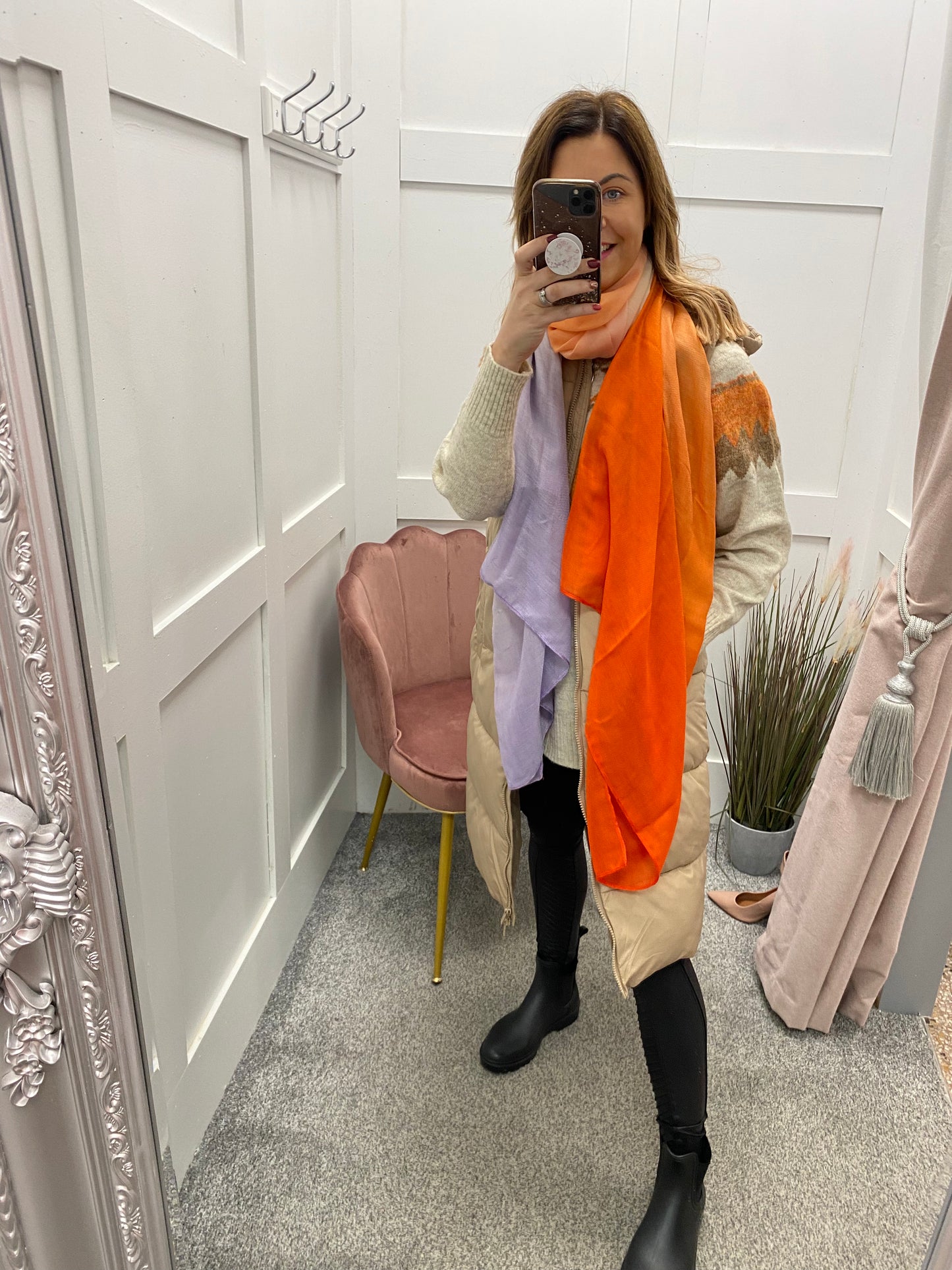Russet orange and lilac scarf PC Vidia - Our Secret Boutique  Our Secret Boutique