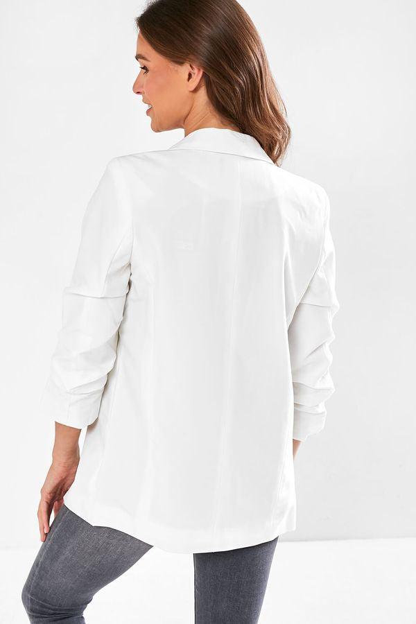 White ruched sleeve blazer PCboss - Our Secret Boutique  Our Secret Boutique