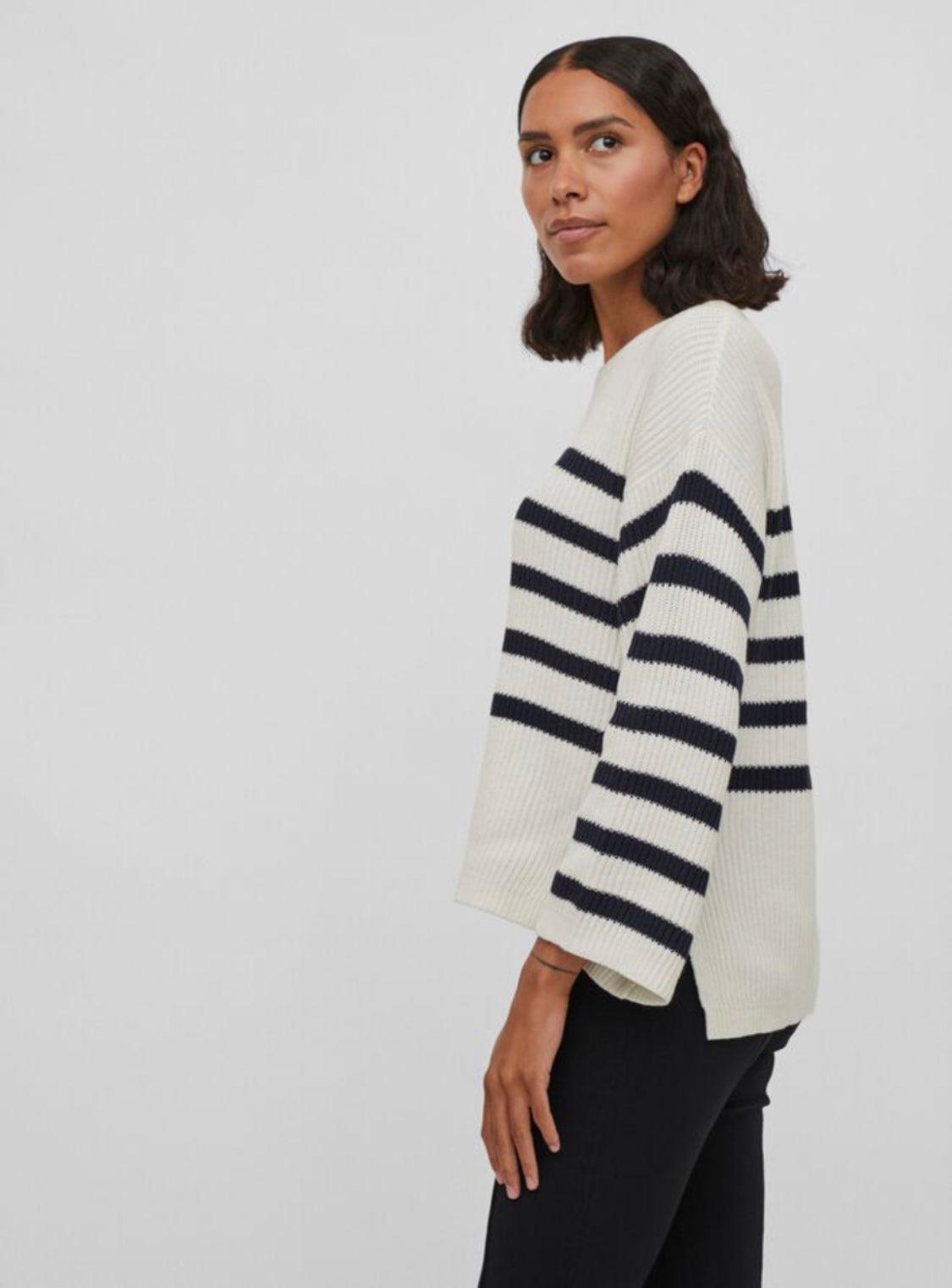 Off white and navy knitted stripe jumper Viching - Our Secret Boutique  Our Secret Boutique