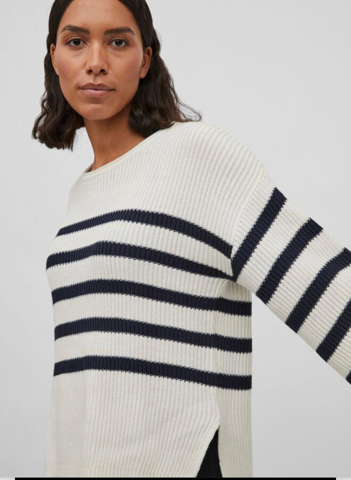 Off white and navy knitted stripe jumper Viching - Our Secret Boutique  Our Secret Boutique