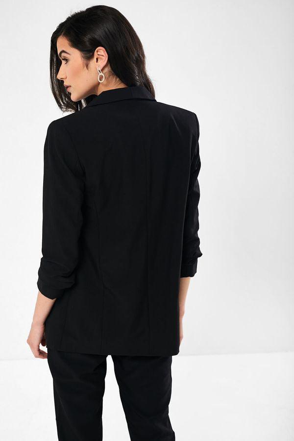 Black Ruched Sleeve Blazer - Our Secret Boutique Our Secret Boutique