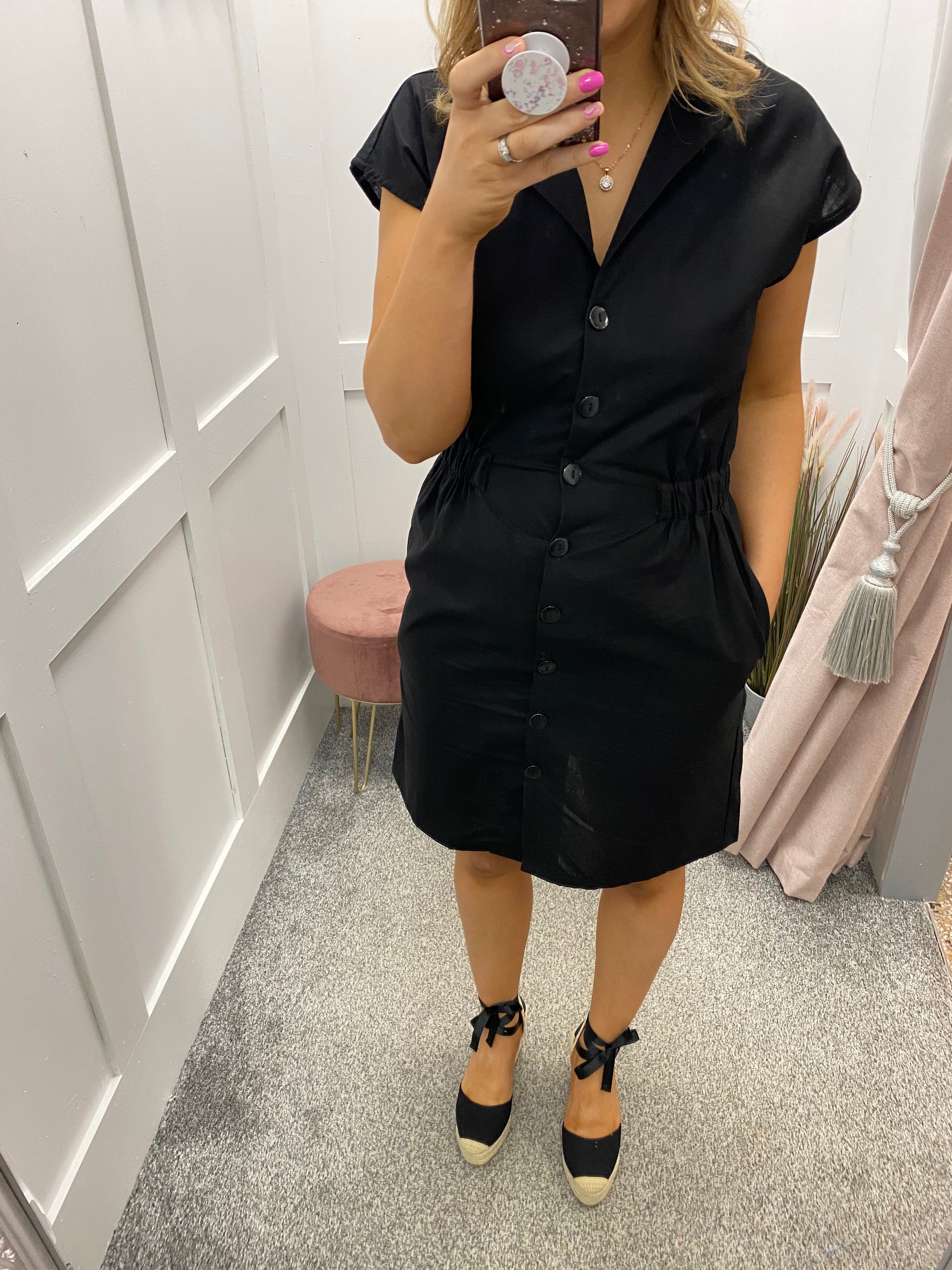 Black button down dress - Our Secret Boutique  Our Secret Boutique