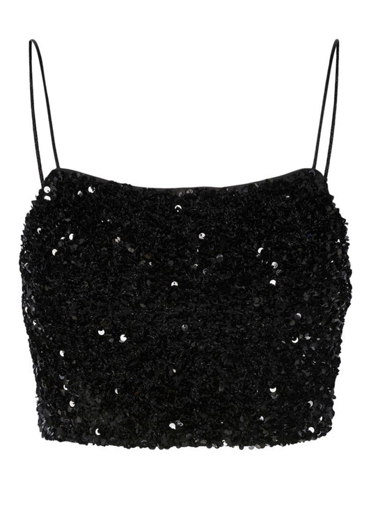 Black sequin cropped strap top PCsiggy